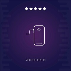 mobile phone back connected to line with a cord vector icon modern illustration