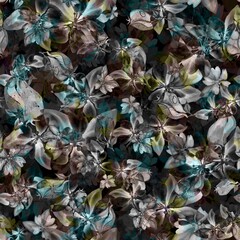 Beautiful bright floral seamless pattern with invert blossom on black