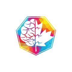 Creative brain and maple leaf logo design. Canada business sign.