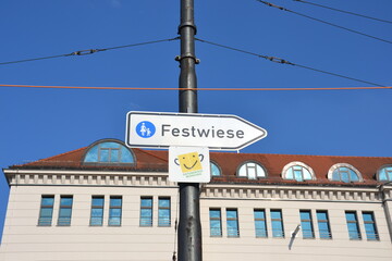 Festwiese - sign indicating the place of the Oktoberfest celebration