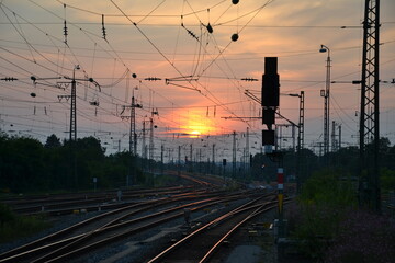 Sunset over the train tracks