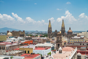 Fototapeta premium a view of the cathedral in the historical center in city of Guadalajara in the state of Jalisco. Mexico