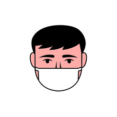 vector icon of a person wearing a face mask