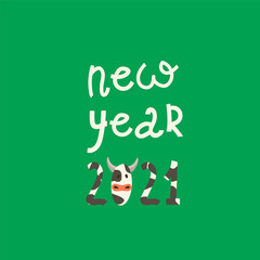 Christmas and new year cards with symbols of the new year of the bull and winter holidays. Can be used for banners, greeting cards, gifts, etc. Holiday card, with Christmas tree and winter holiday