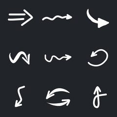 Set of rough hand drawn, handmade elements arrows, waypoints isolated on white background EPS Vector