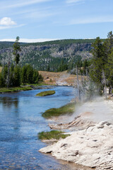 Fototapeta na wymiar Fan Geyser on the Firehole River in Yellowstone