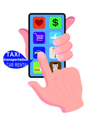 hand holding smartphone with application icons