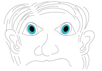 Anciano de ojos azules enfadado