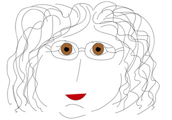 Mujer de ojos marrones y labios rojos, con melena rizada