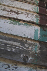 Old painted plank wooden rustic wall aged to perfection, background, copy space, room for text