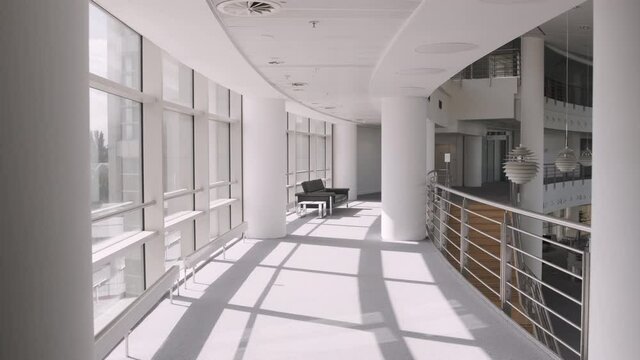 Empty modern corporate business office lobby with sofa 