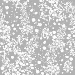Seamless monochrome floral background. Vector illustration