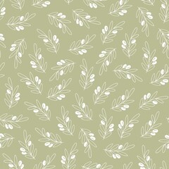 Vector seamless pattern with olive branches. Decorative background for wrapping paper, wallpaper design,