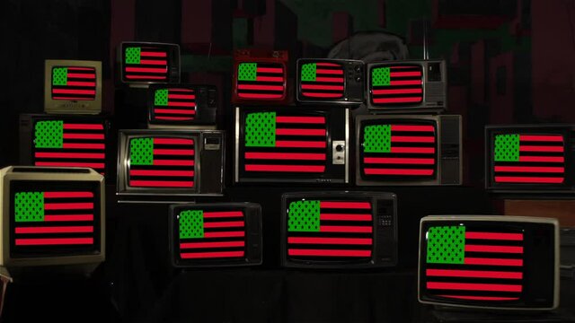 African-American Flag and Vintage Televisions.