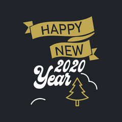 Happy New Year 2020, 2021, holiday, simple lettering typography, gift or invitational card, invitation EPS Vector