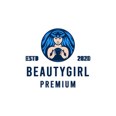 Beauty Girl Vector Logo illustration Salon fashion design
