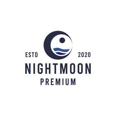 moon night silhouette Vector Logo illustration design
