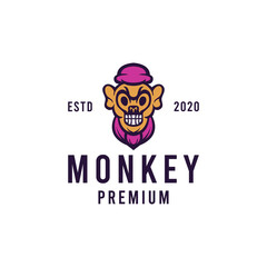 Animal head monkey character Mascot Vector Logo illustration design cartoon