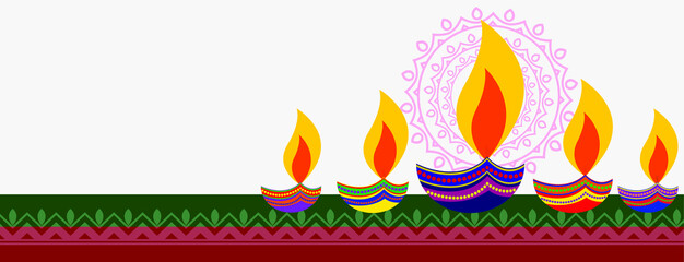 Deepawali graphic vector template design with diya and candle.