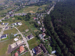 Aerial view of the saburb landscape (drone image). Near Kiev