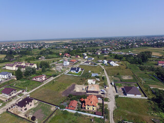 Aerial view of the saburb landscape (drone image). Near Kiev