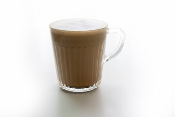 Hot coffee latte white background
