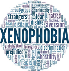 Xenophobia vector illustration word cloud isolated on a white background.