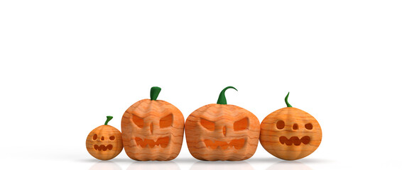  jack o lantern on white background for halloween content 3d rendering.