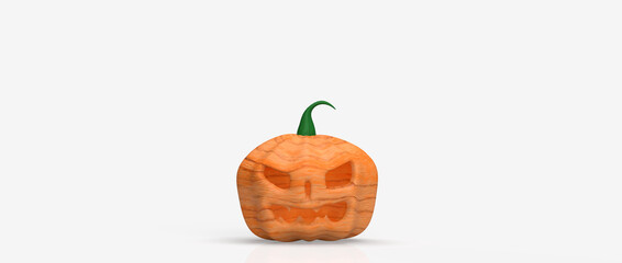  jack o lantern on white background for halloween content 3d rendering.
