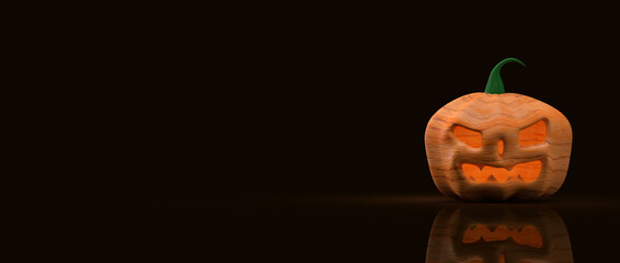 jack o lantern on black background for halloween content 3d rendering.