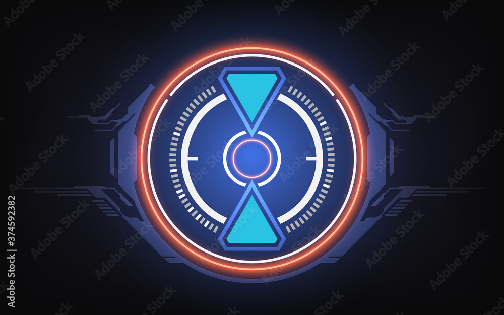 Poster hud futuristic interface screen design element. ui technology virtual reality view display object ve