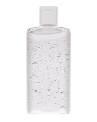 Hand sanitizer alcohol transparent gel in small bottle for corona virus (Covid-19) protection on white background.