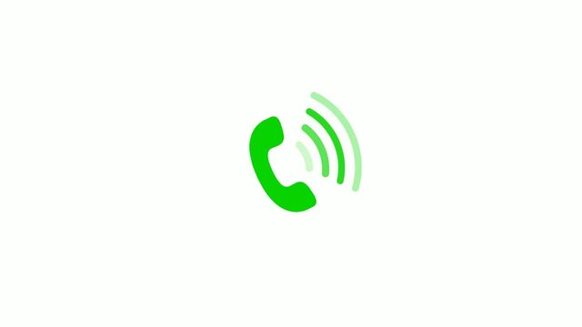 Amazing green color phone call animation video footage on white background,Calling animation