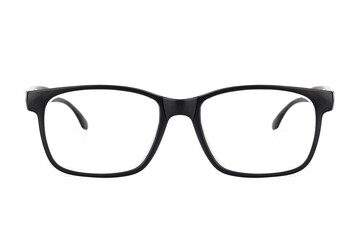 Black frame eyeglasses isolated on white background