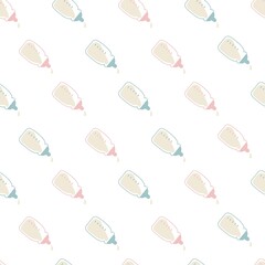 Cute Baby Bottle Milk Vector Pattern