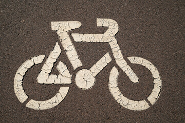 Painted bicycle symbol on the road