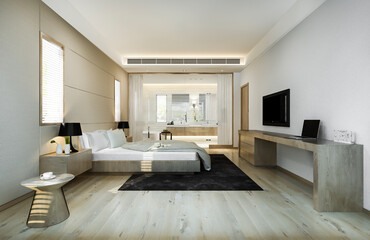 Fototapeta premium 3d rendering modern luxury bedroom suite and bathroom