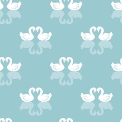 Swan Love Heart Vector Pattern