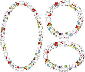 vector cartoon rabbit border background