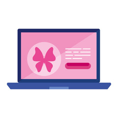 pink butterfly in laptop of breast cancer awareness design, campaign and prevention theme Vector illustration