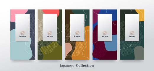 vector set packaging abstract arts background templates.Line pattern in Asian style with Japanese pattern.