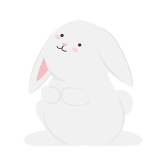 Cute white rabbit cartoon design, Animal life nature and character theme Vector illustration
