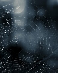 spider web with dew drops - obrazy, fototapety, plakaty
