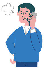男性　怒っている　携帯電話　立っている
