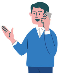 男性　携帯電話　いいね　立っている