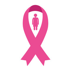 pink ribbon with woman avatar of breast cancer awareness design, campaign and prevention theme Vector illustration