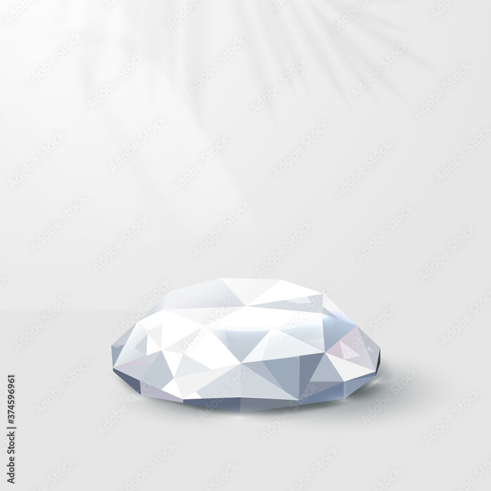 Aufkleber 3d white diamonds with reflection circle podium display. abstract background for product presentatio