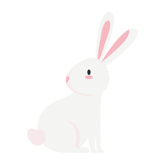 Cute white rabbit cartoon design, Animal life nature and character theme Vector illustration