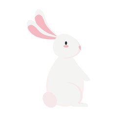 Cute white rabbit cartoon design, Animal life nature and character theme Vector illustration