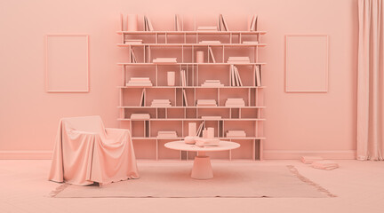 poster frame background room, flat pink color, solid monochrome background, 3d rendering